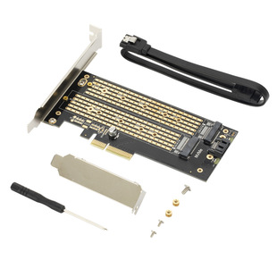 M.2 NVMe NGFF SSD转PCIE SATA双盘转接扩展卡支持MKey BKey配线