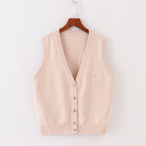纯棉线毛衣针织衫女日系学生JK针织衫背心开衫无袖薄款马甲学院