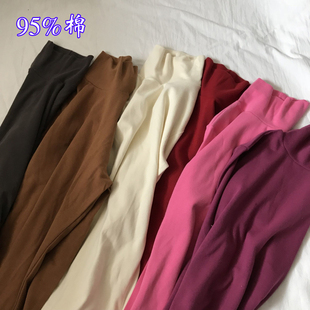 纯棉T恤女高领打底衫女士半高领弹力修身百搭中领薄款套头内搭