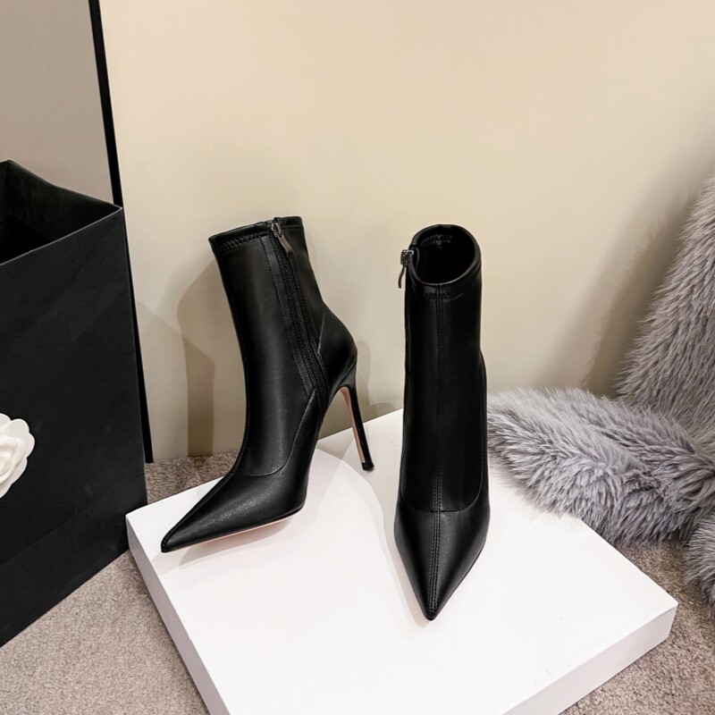 2025秋冬季新款黑色时尚高跟尖头女靴细跟时装靴侧拉链百搭短靴女,女鞋,时装靴,淘宝优惠券,粉丝福利购,淘宝优惠卷