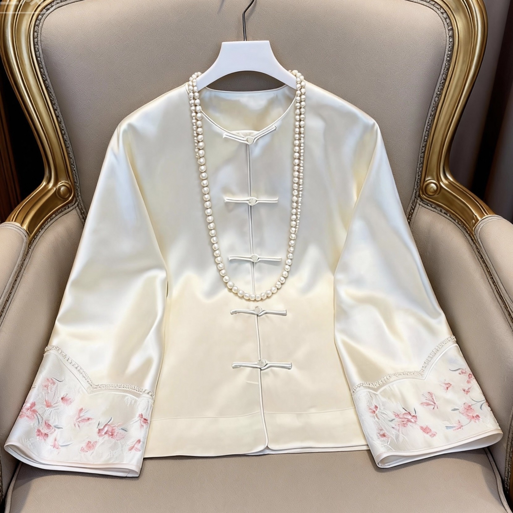 新中式老钱风改良唐装上衣高级感国风刺绣百搭醋酸外套女2026春款