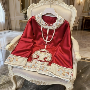 复古中国风醋酸刺绣加棉棉衣棉服新中式拜年服红色唐装小棉袄外套