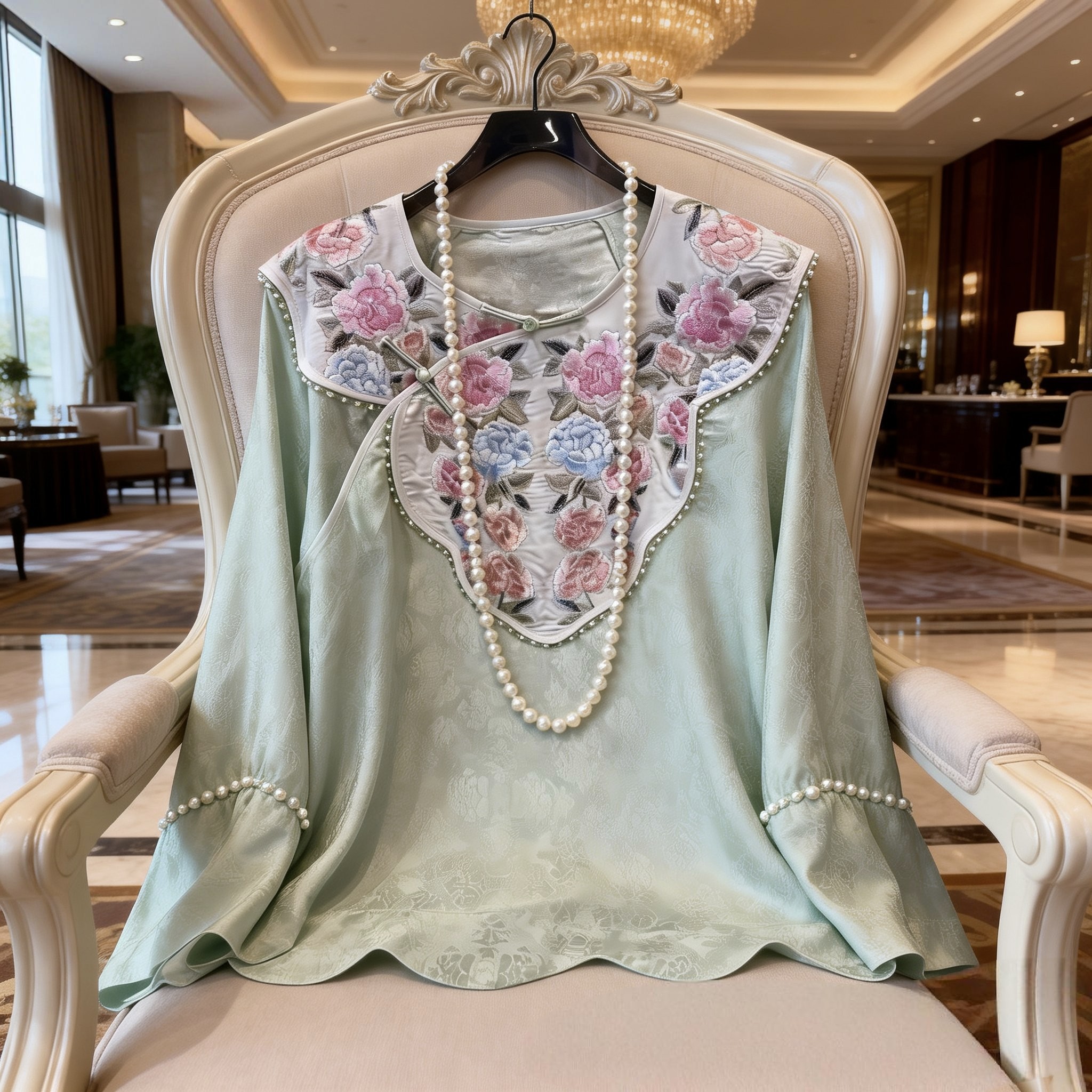 新中式真丝提花太太服春夏季复古国风刺绣宽松版改良唐装茶服上衣
