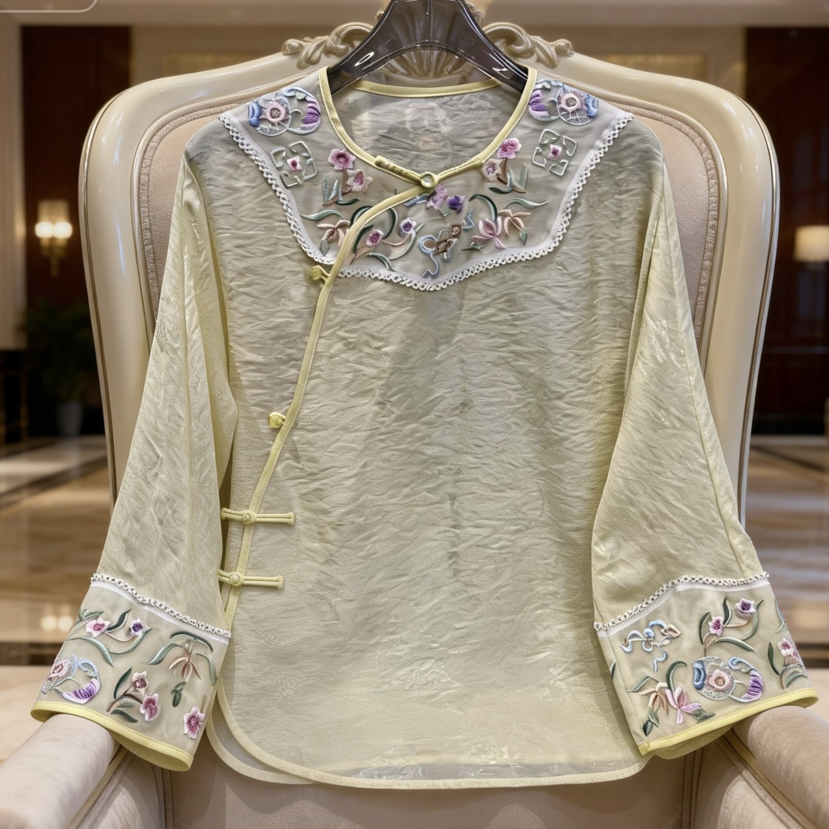 新中式人丝刺绣宽松百搭太太服复古国风改良唐装茶服打底衫上衣女
