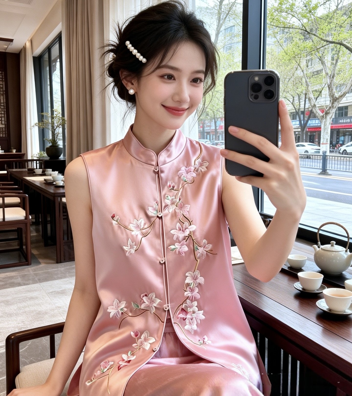 26复古国潮风醋酸刺绣中长款立领大马甲有口袋新中式秋装女式马夹