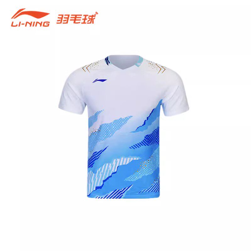 李宁羽毛球服国际球队大赛服吸汗速干短袖男女运动比赛服AAYW035