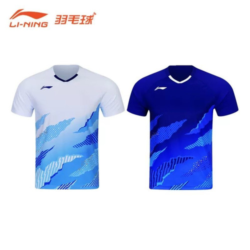 李宁羽毛球服球迷款男女款短袖速干透气比赛运动服上衣AAYW039