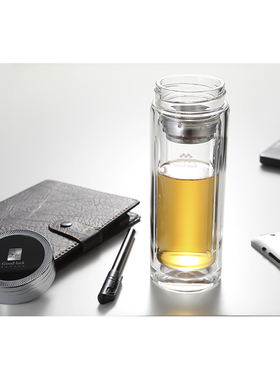 名到MIODO 双层玻璃杯 随手泡茶防烫隔热加厚底 MD-85204 300ml