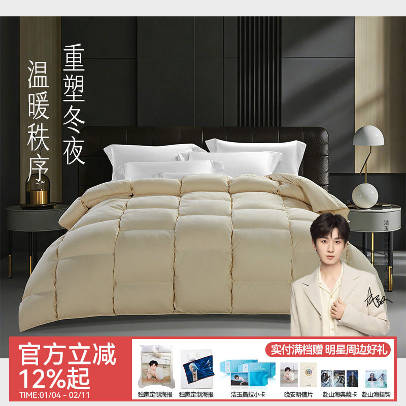 洁玉鹅绒被冬被95白鹅绒加厚保暖羽绒被芯高端柔软蓬松春秋被子