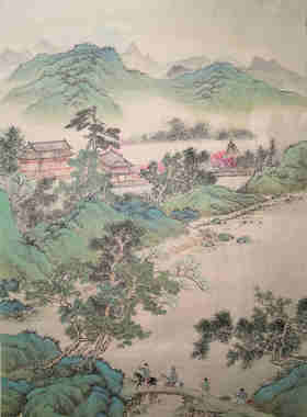 国画新款一枫斋纯手绘精品青绿小中堂山水画1人气掌柜推荐惊爆