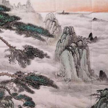 客厅新款一枫斋国画传统山水画苏永刚先生自创黄山迎客松厂家直销