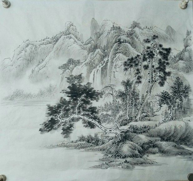 一枫斋专职画家苏永刚先生自创纯手绘三尺斗方国画山水画水墨画: