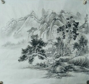 一枫斋专职画家苏永刚先生自创纯手绘三尺斗方国画山水画水墨画：