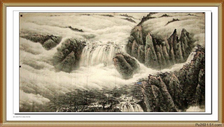 热卖一枫斋纯手绘精品国画山水画五尺横幅作品青山云海图惊爆人气