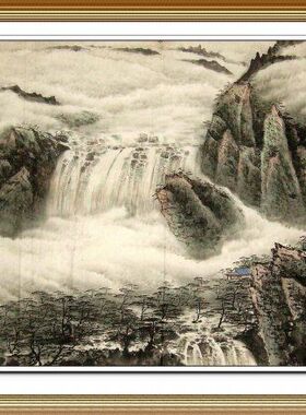 热卖一枫斋纯手绘精品国画山水画五尺横幅作品青山云海图惊爆人气
