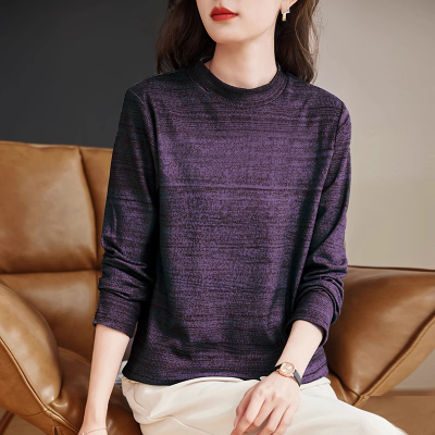 德绒打底衫女装2025秋冬新款妈妈洋气长袖t恤大码宽松女士上衣服