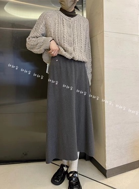 韩版高腰背壳百搭针织裙女2022秋冬加厚纯色直筒显瘦中长款半裙潮