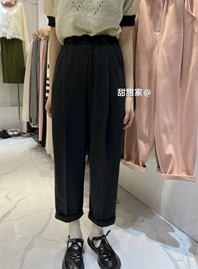 萝卜休闲裤女2024春秋新款高腰宽松时尚百搭显瘦加厚呢子奶奶长裤