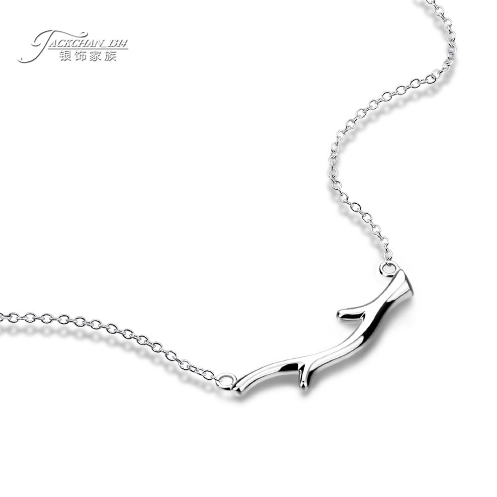 经典简单925纯银树枝项链创意个性女款银饰闪亮配饰爱自己爱美丽