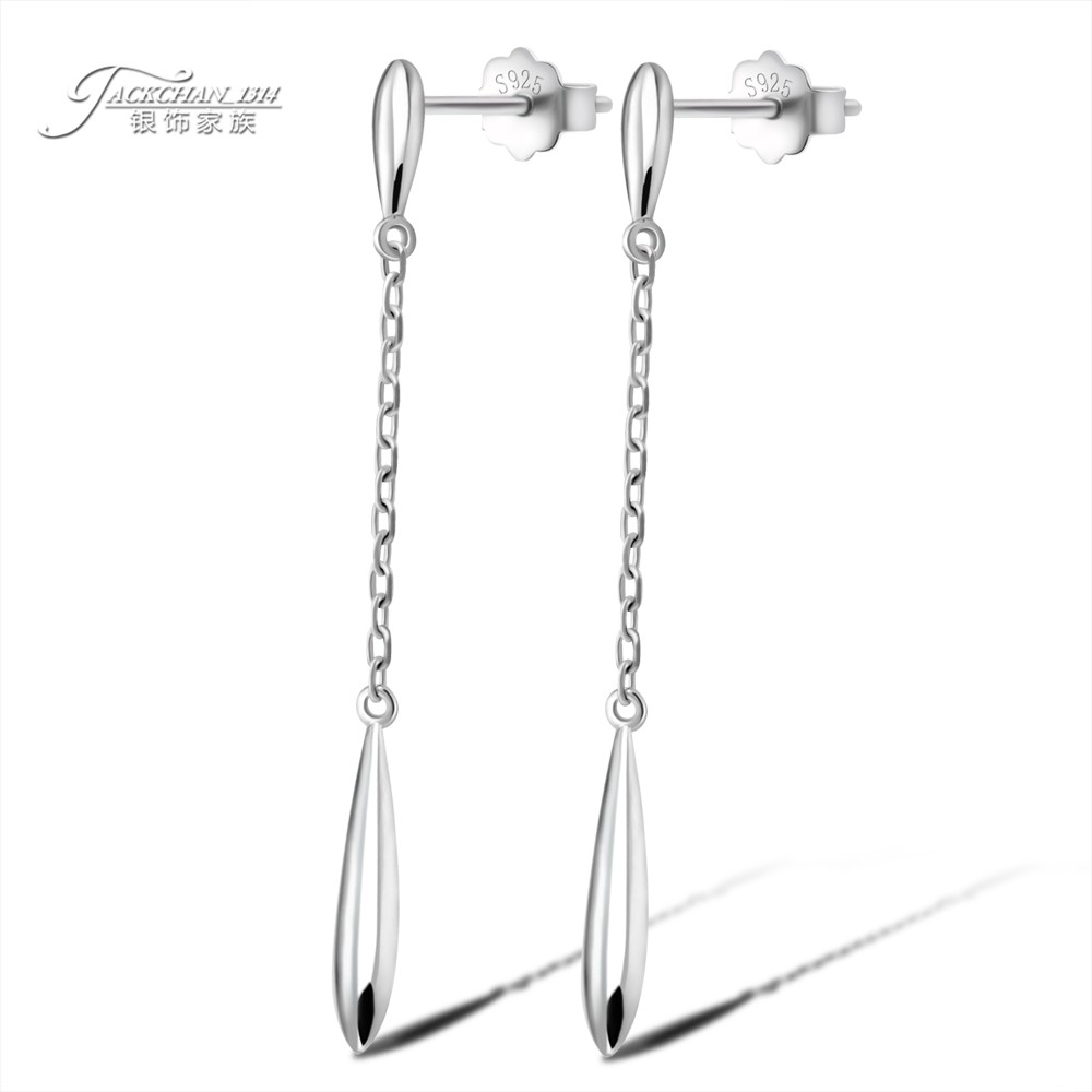 时尚流行水滴长耳环925纯银水滴耳钉长款女士赴宴生日休闲饰品潮