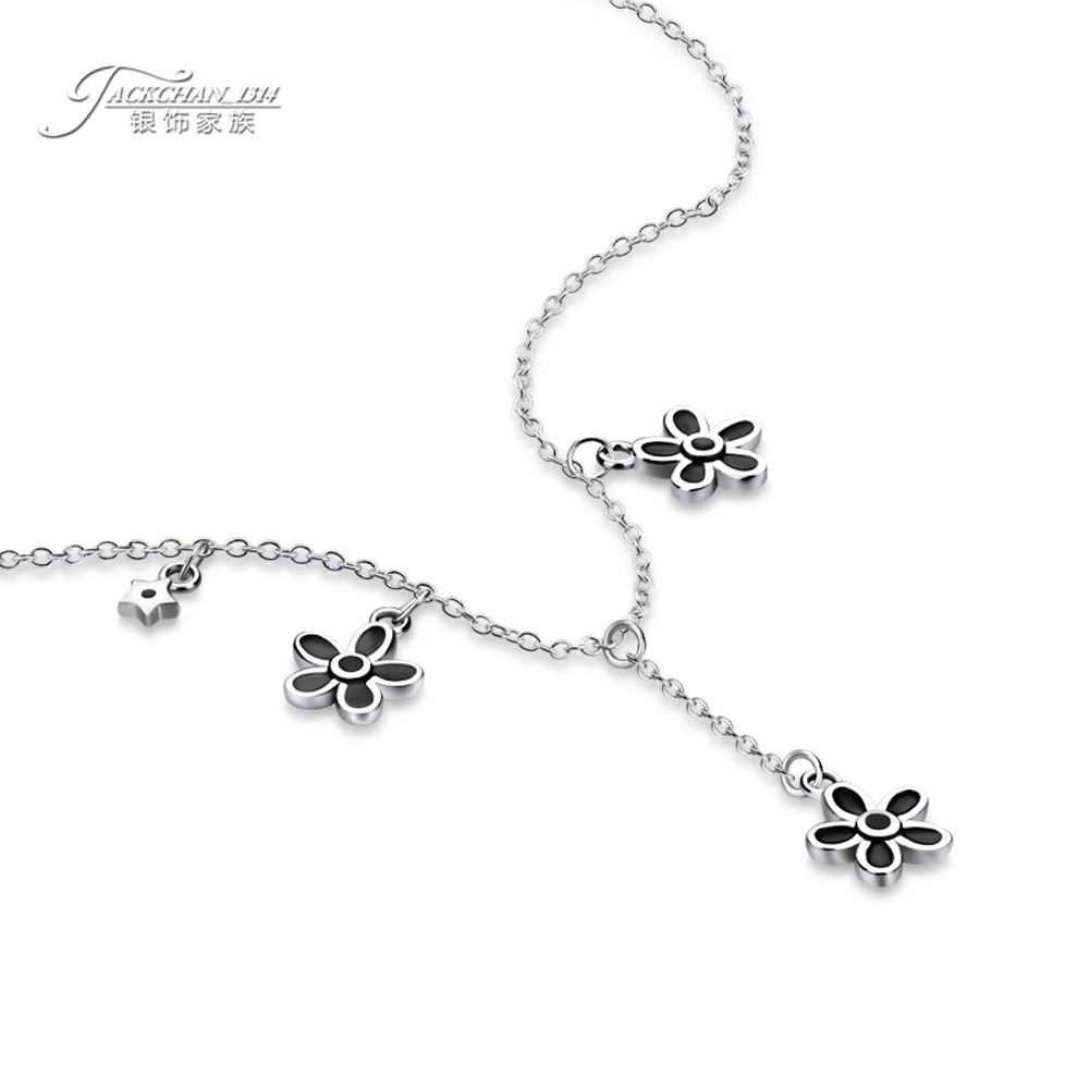 时尚复古滴胶梅花颈链925纯银梅花项链浪漫森系女生甜美饰品潮款