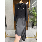 华丽高ji感法式 风 拼接收腰粗花呢大摆连衣裙 莼尾 251S319