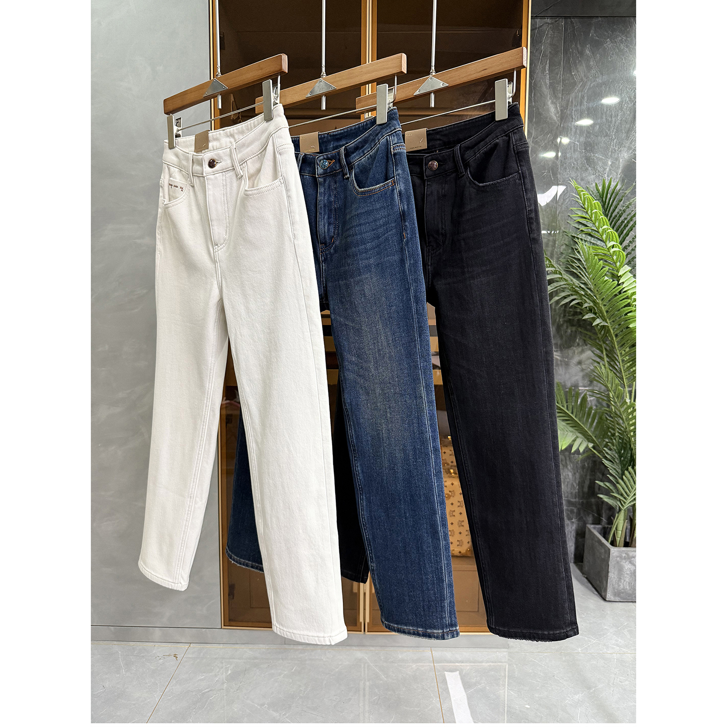 小个子收！动漫腿精！微弹中高腰磨毛九分牛仔小脚裤女  AK088~ME