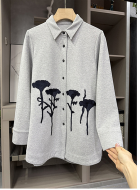 闭眼BI！工厂外M单！宽松贴花羊毛衬衫外套女     H338~ZY