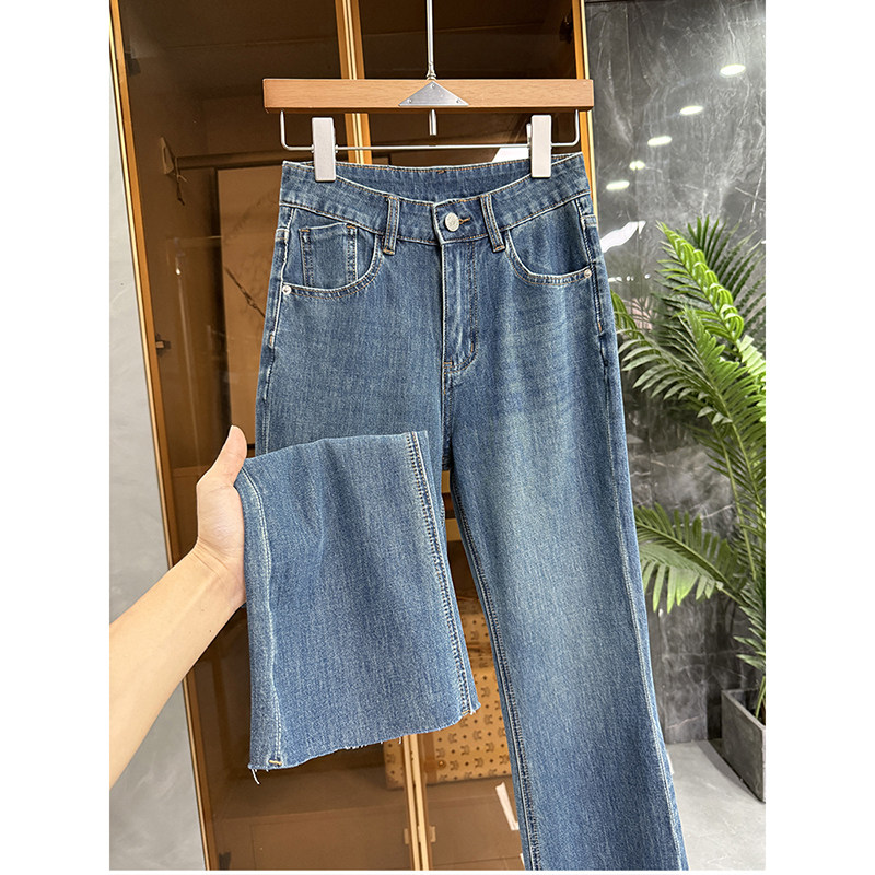 清仓不予退换！神器！微弹牛仔微喇叭九分裤女T2566~JS
