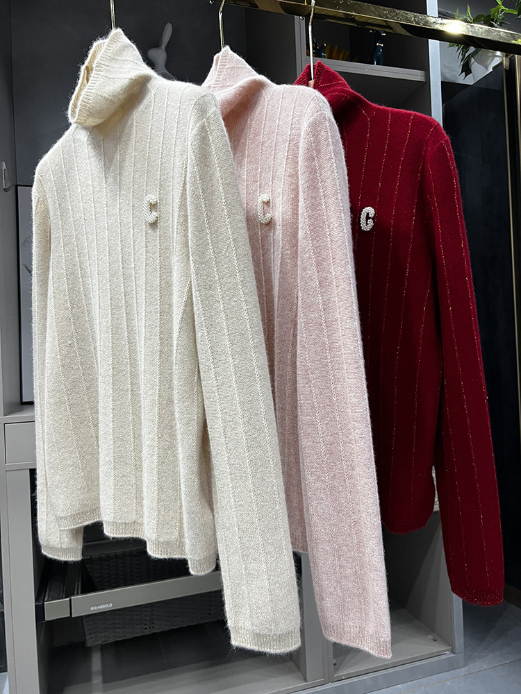 清仓不退#4工厂出货！轻柔羊绒金丝高领针织衫毛衣女  231028,女装/女士精品,毛针织衫,淘宝优惠券,粉丝福利购,淘宝优惠卷