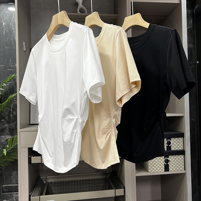 N货！压褶真丝丝光棉圆领短袖T恤