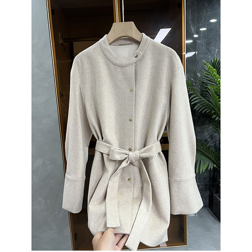 意柜！羊绒羊毛双面呢圆领外套