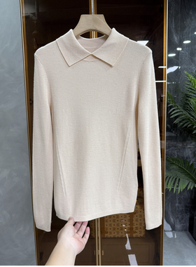衣橱刚需、加分神器！修身绵羊毛翻领长袖针织上衣女  D60581~ME