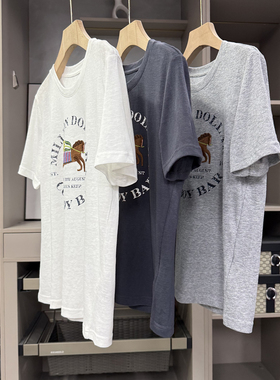 自留推荐！口碑工厂！刺绣小马圆领短袖棉T恤女   ZW26108~ZY