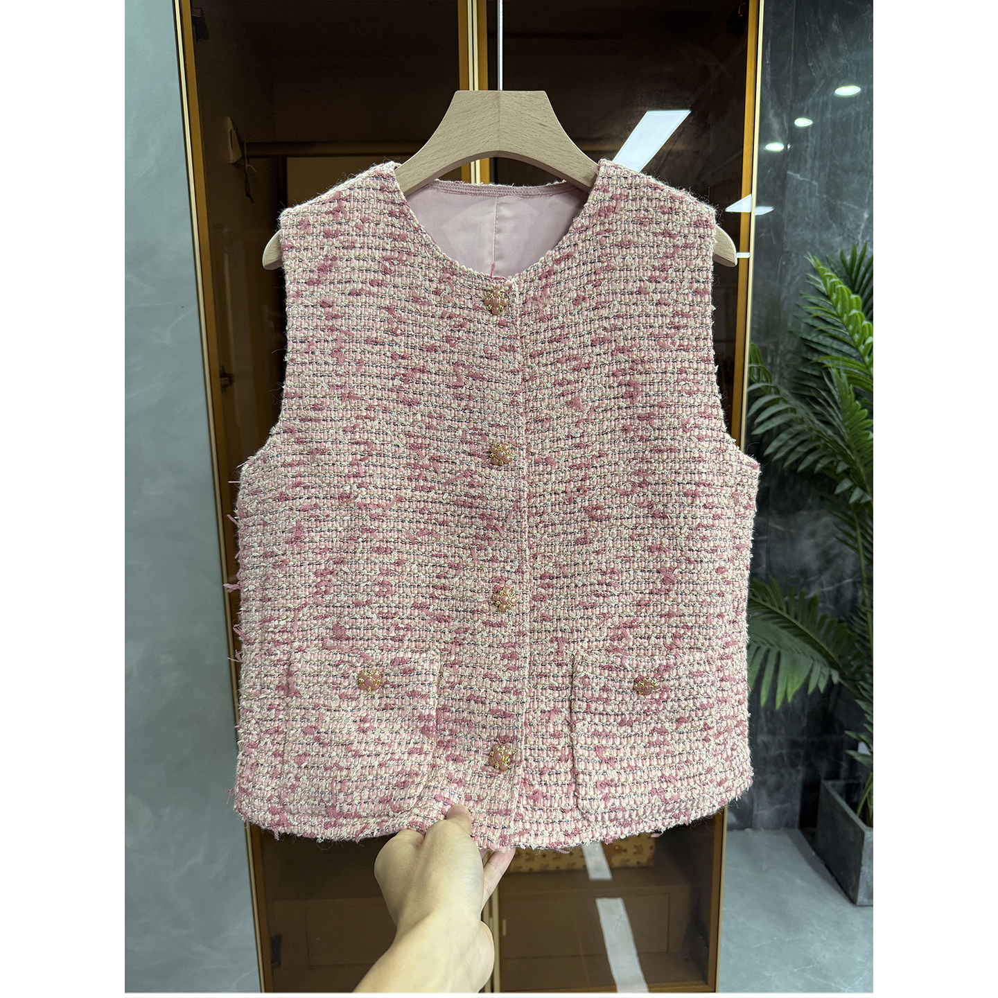 wu敌美！优雅法式！粗花呢绵羊毛圆领短马甲女    561321~JS,女装/女士精品,马夹,淘宝优惠券,粉丝福利购,淘宝优惠卷