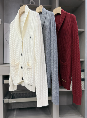 轻松穿出高ji气质范！羊毛麻花翻领针织开衫外套女  H252275~ZY