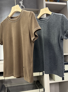 清仓不予退换！简单！磨毛明线圆领短袖棉T恤女S85529~ZY