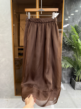 yuan厂！P牌料！真丝欧根纱松紧腰大摆半身裙女    K1228~JS