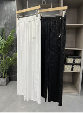 清仓不予退换！一次就爱上！中式盘扣松紧腰提花休闲直筒裤98557