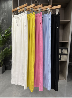 清仓不予退换！夏！轻柔松紧腰休闲直筒阔腿裤女23173~ME