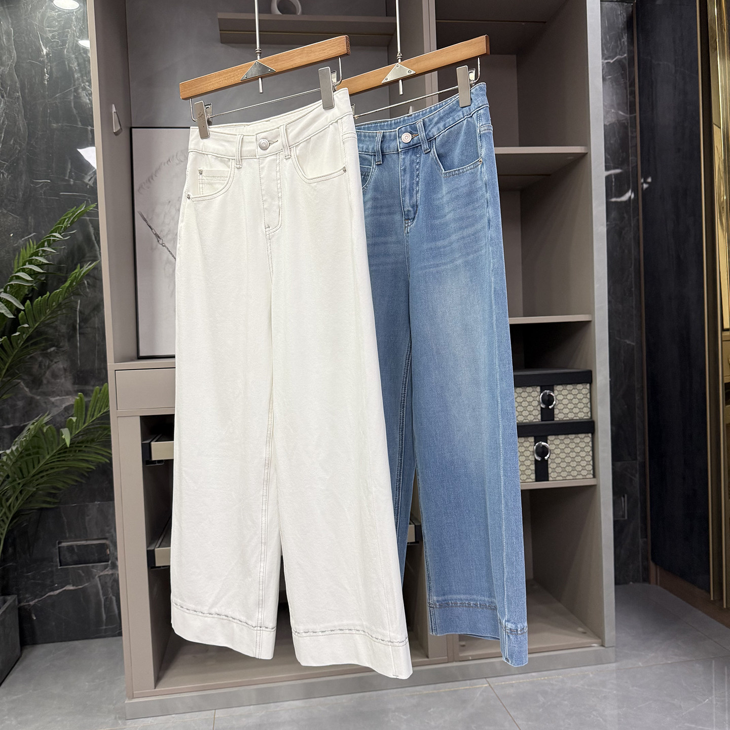 小个子收！大工厂！微弹莱赛尔中高腰牛仔直筒九分裤女  80270~ZY