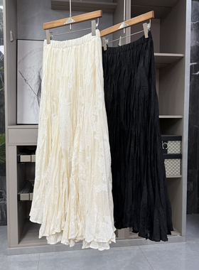 咆哮推荐！变美神器！重工提花百搭松紧腰大摆半身裙女  K1160~ZY