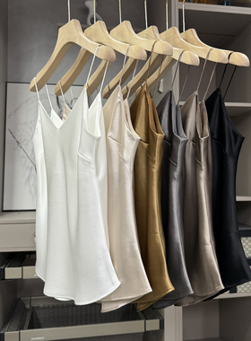 大厂品质！美到不敢照镜子！缎面醋酸吊带背心上衣女  H191344~ZY