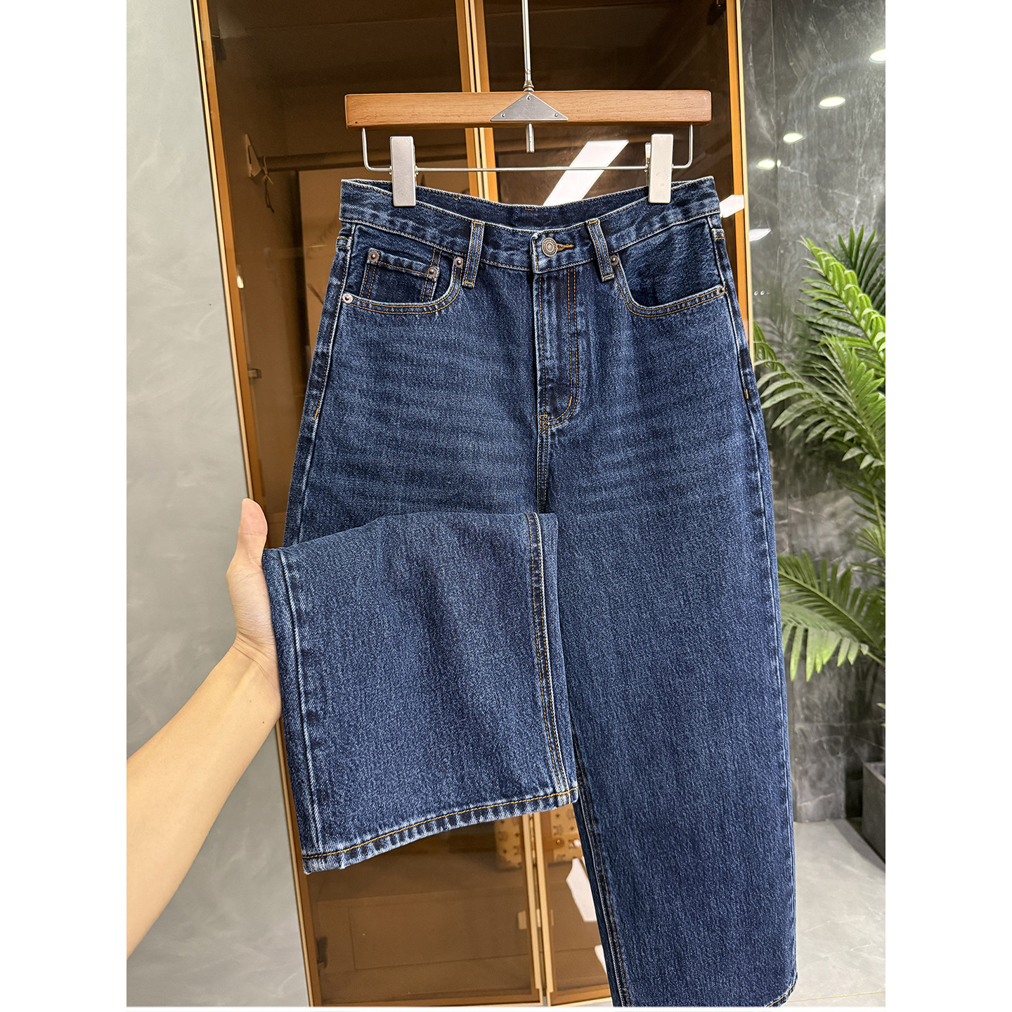 小个子收！藏肉神器！中高腰牛仔直筒九分裤女  M456991~JS