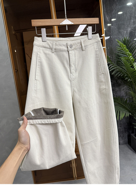 咆哮推荐！穿上JU美！加绒中高腰牛仔镰刀裤女   C25566~JS