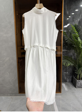 清仓不予退换！牌款！可拆卸亚麻棉飘带无袖连衣裙      D2516~ME