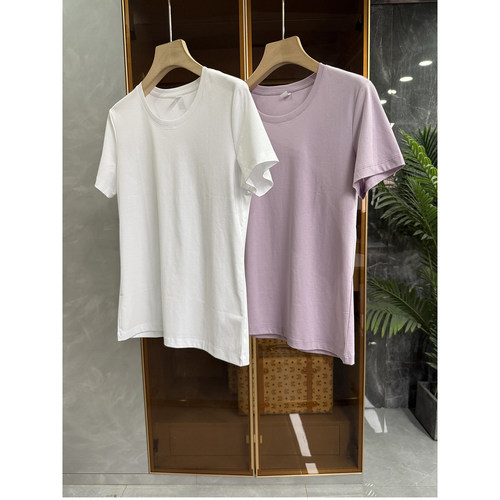 口碑工厂!正肩圆领短袖丝光棉T恤