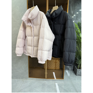 R6814 yuan厂jin口料 轻暖宽松白鸭绒羽绒服立领外套女