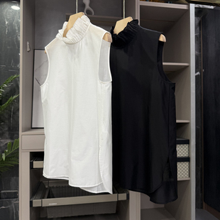 Q573 闭眼冲 上衣女 衬衫 太懂氛围感了 真丝棉木耳领无袖