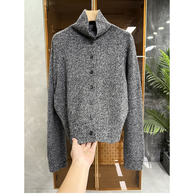 宽松花纱美丽诺羊毛针织开衫毛衣